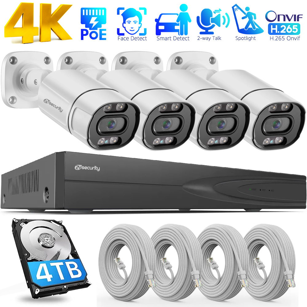 Home Security Systems With Cameras - 4K PoE Security Camera System 4CH