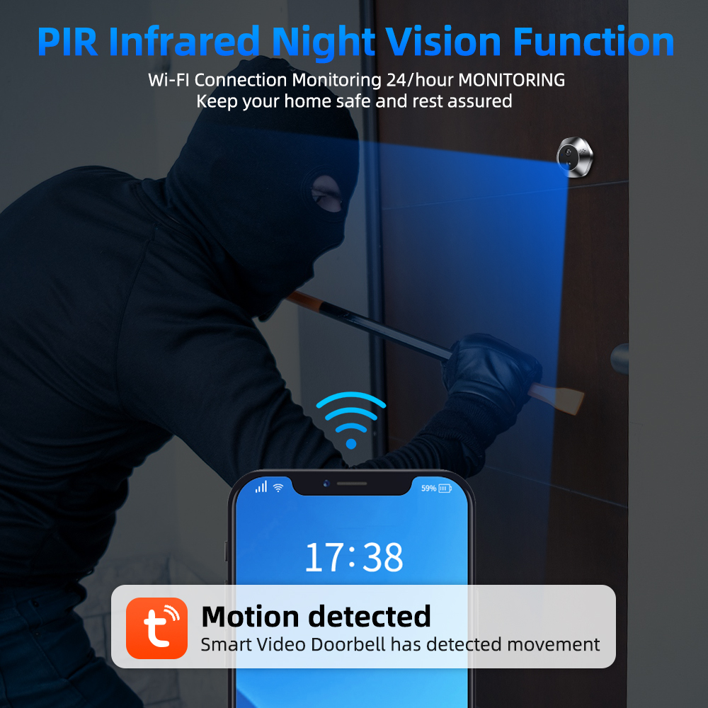1080P WiFi Peephole Tuya Smart - đánh giá và giá Home Security Monitoring System
