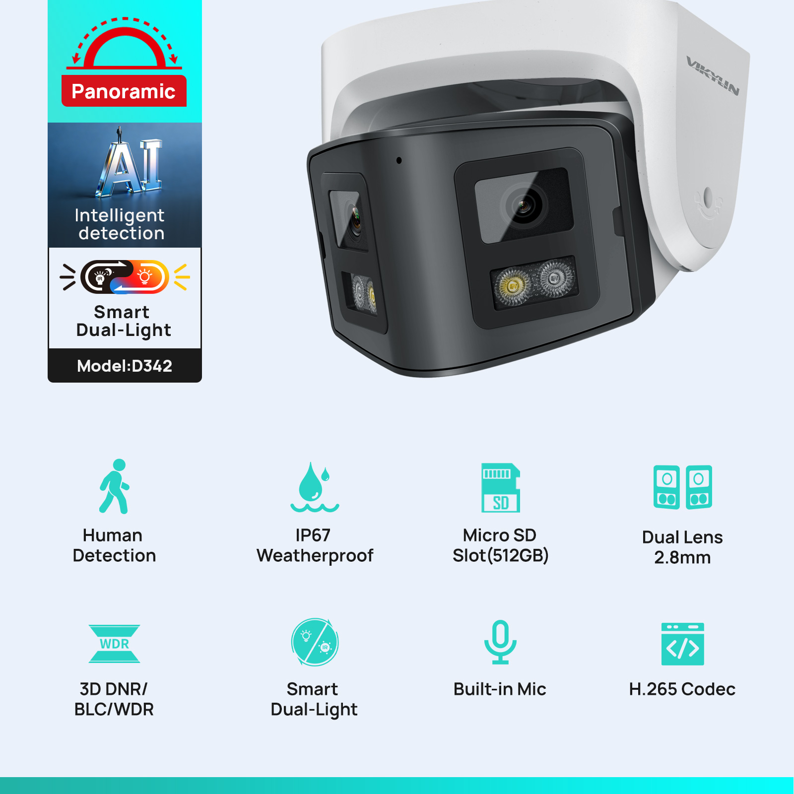 Vikylin 4MP Panoramic Dual Len - đánh giá và giá Home Security System Hikvision